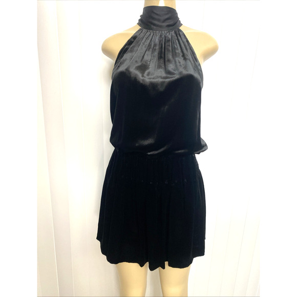 Ramy Brook Paige Velvet Dress Black Mini Velour Sleeveless Mock Neck Tie… - Picture 4 of 10